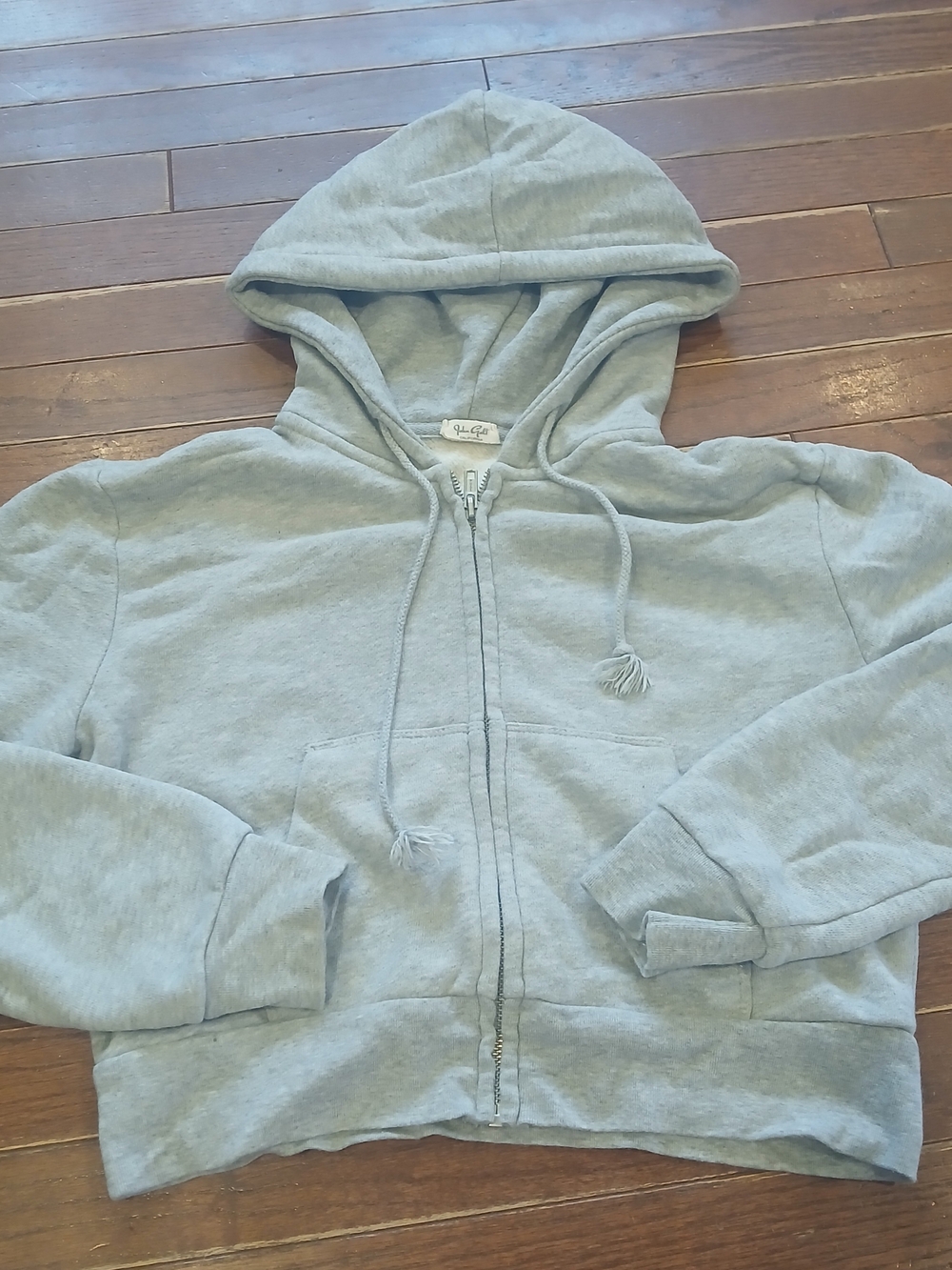 Brandy Melville John Galt Light Heather Gray Zip Hoodie Cropped Sz Small Womens